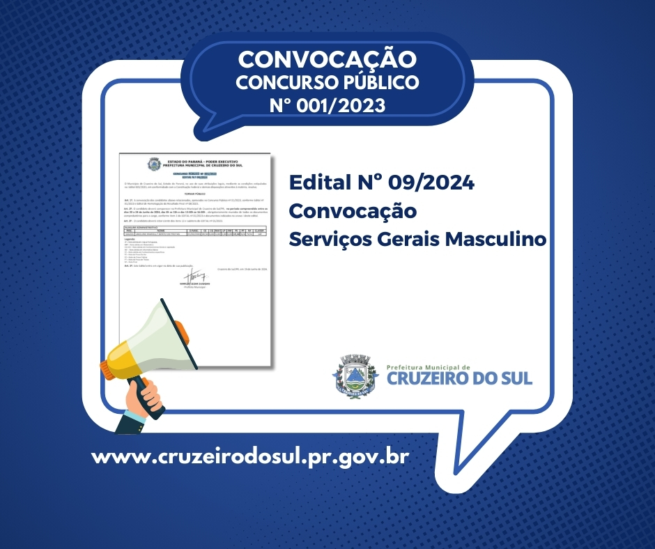 Edital de Convocação Serviços Gerais Masculino